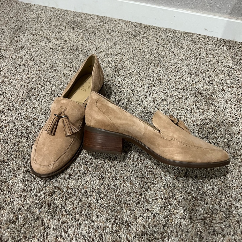 Tan suede mules